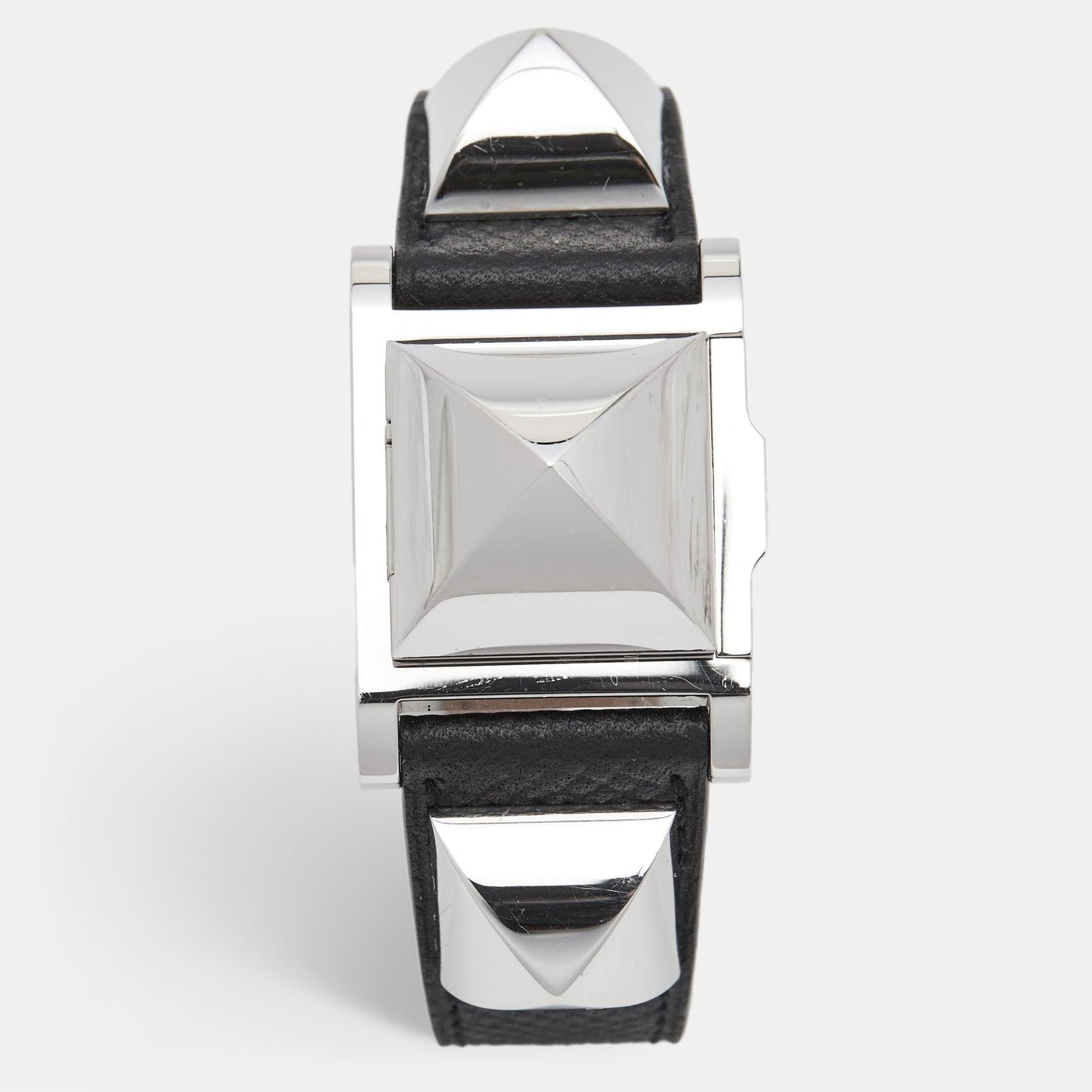 HERMES Silver Stainless Steel Leather Medor W028322WW00 Women's Wristwatch 23 mm