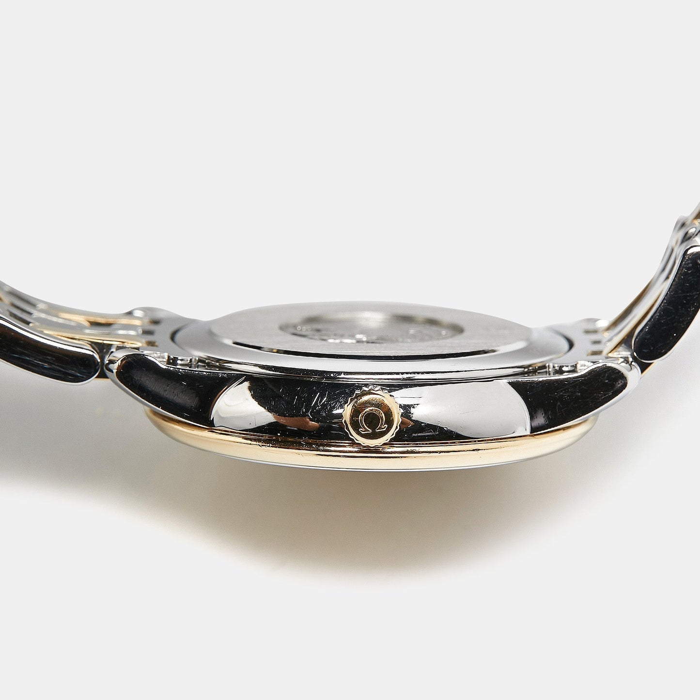 OMEGA Champagne Diamond 18K Yellow Gold Stainless Steel De Ville Prestige 424.20.27.60.58.002 Women's Wristwatch 27.40 mm