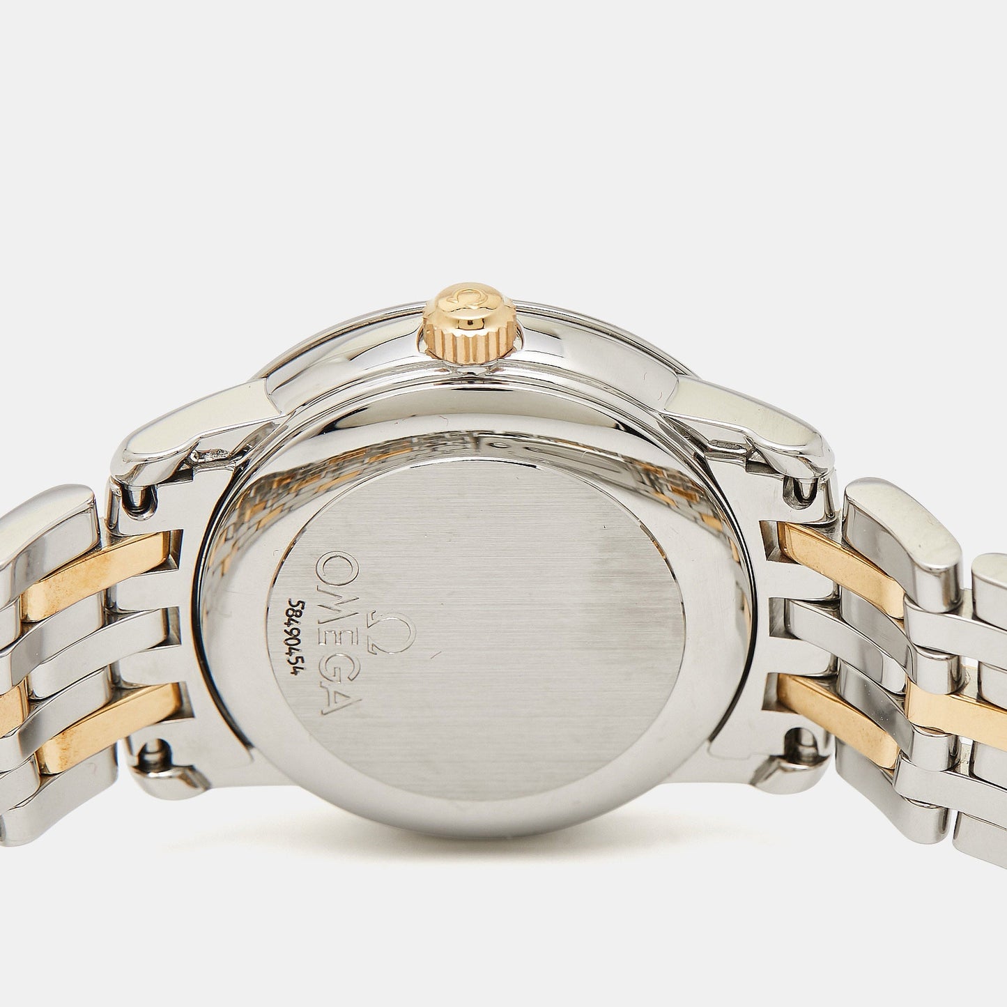 OMEGA Silver 18K Yellow Gold Stainless Steel De Ville 4390.31.00 Women's Wristwatch 27 mm