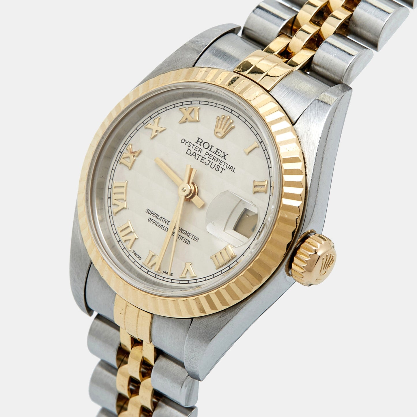ROLEX Ivory 18k Gold Stainless Steel 79173 Women's Wristwatch 26 mm