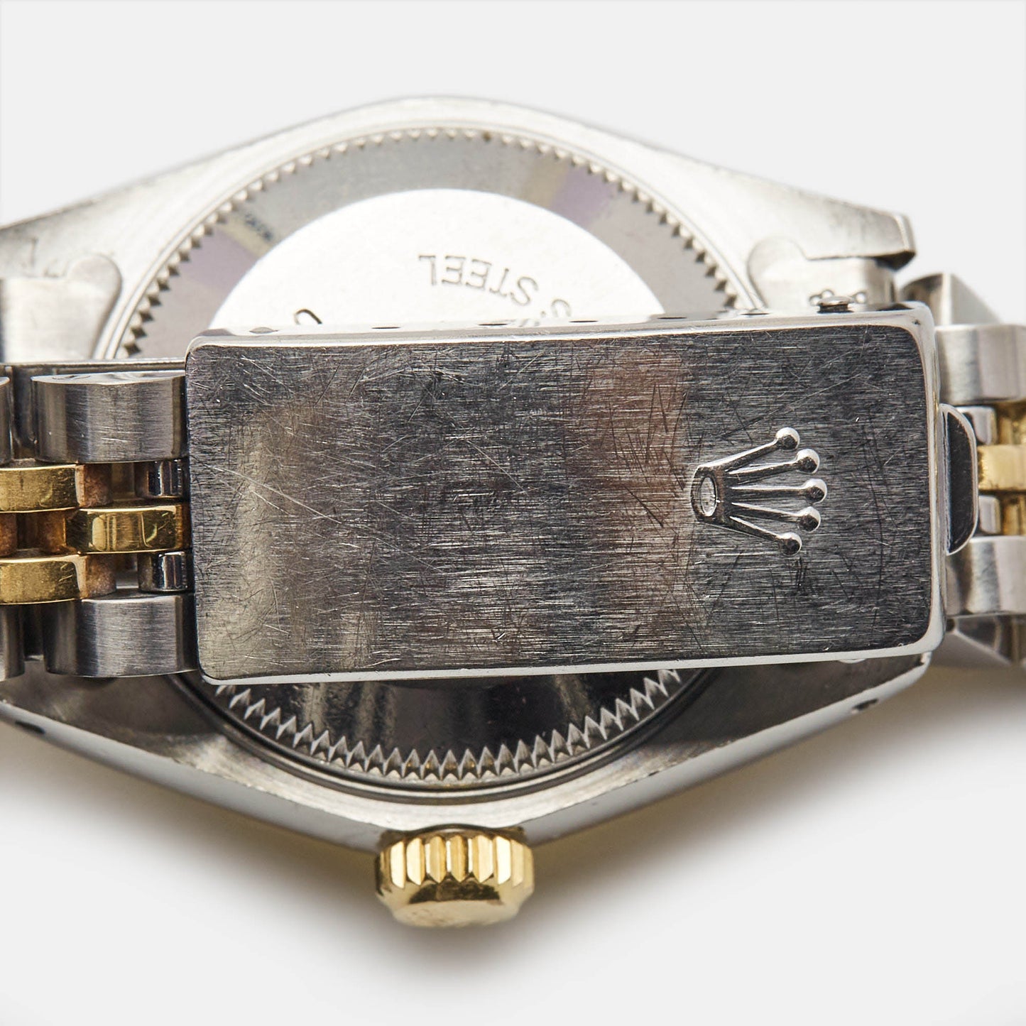 ROLEX Champagne Diamonds 18K Yellow Gold Stainless Steel Datejust 69173 Women's Wristwatch 26 mm
