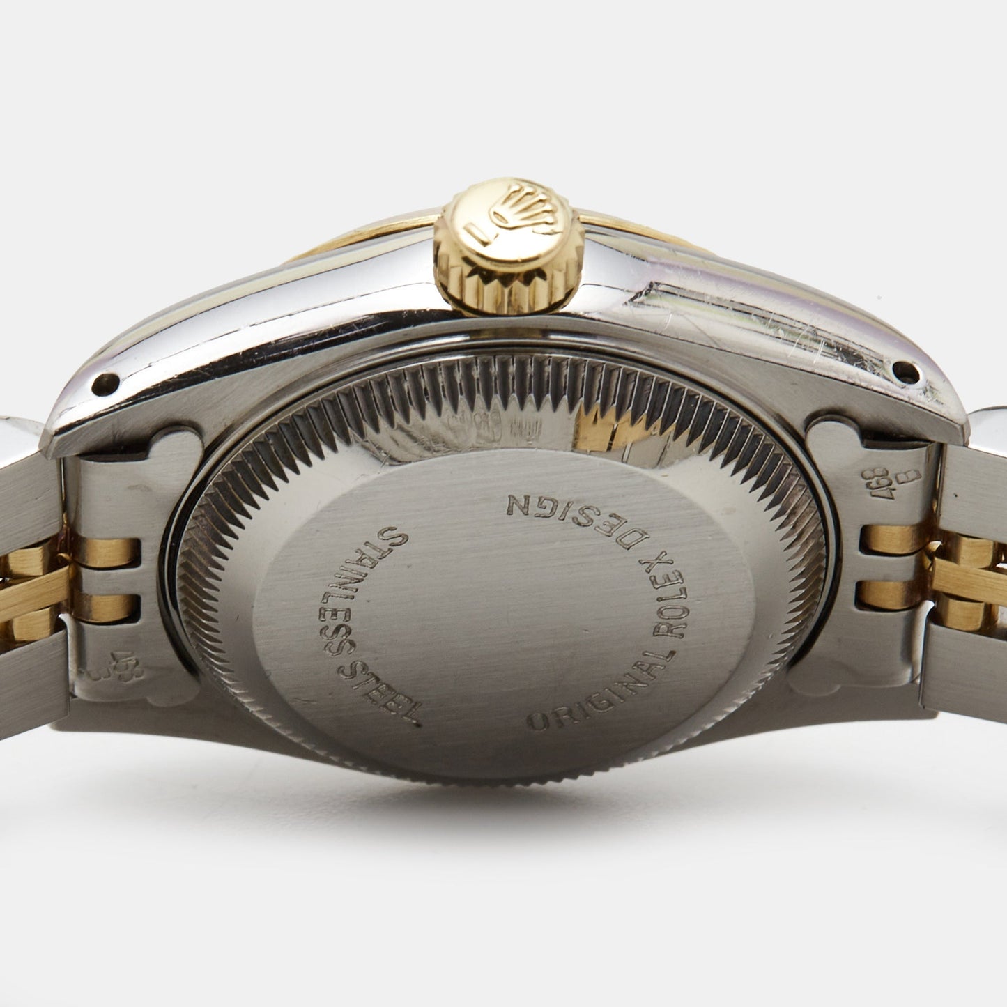 ROLEX Champagne 18k Yellow Gold Stainless Steel Datejust 69173 Women's Wristwatch 26 mm
