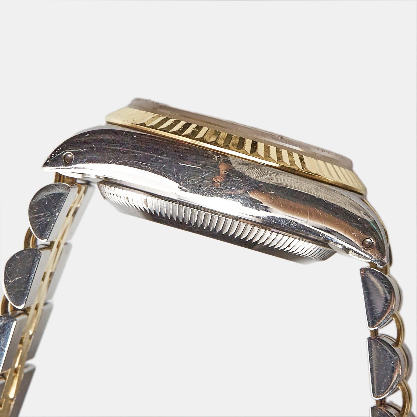 ROLEX Champagne 18k Yellow Gold Stainless Steel Datejust 69173 Women's Wristwatch 26 mm