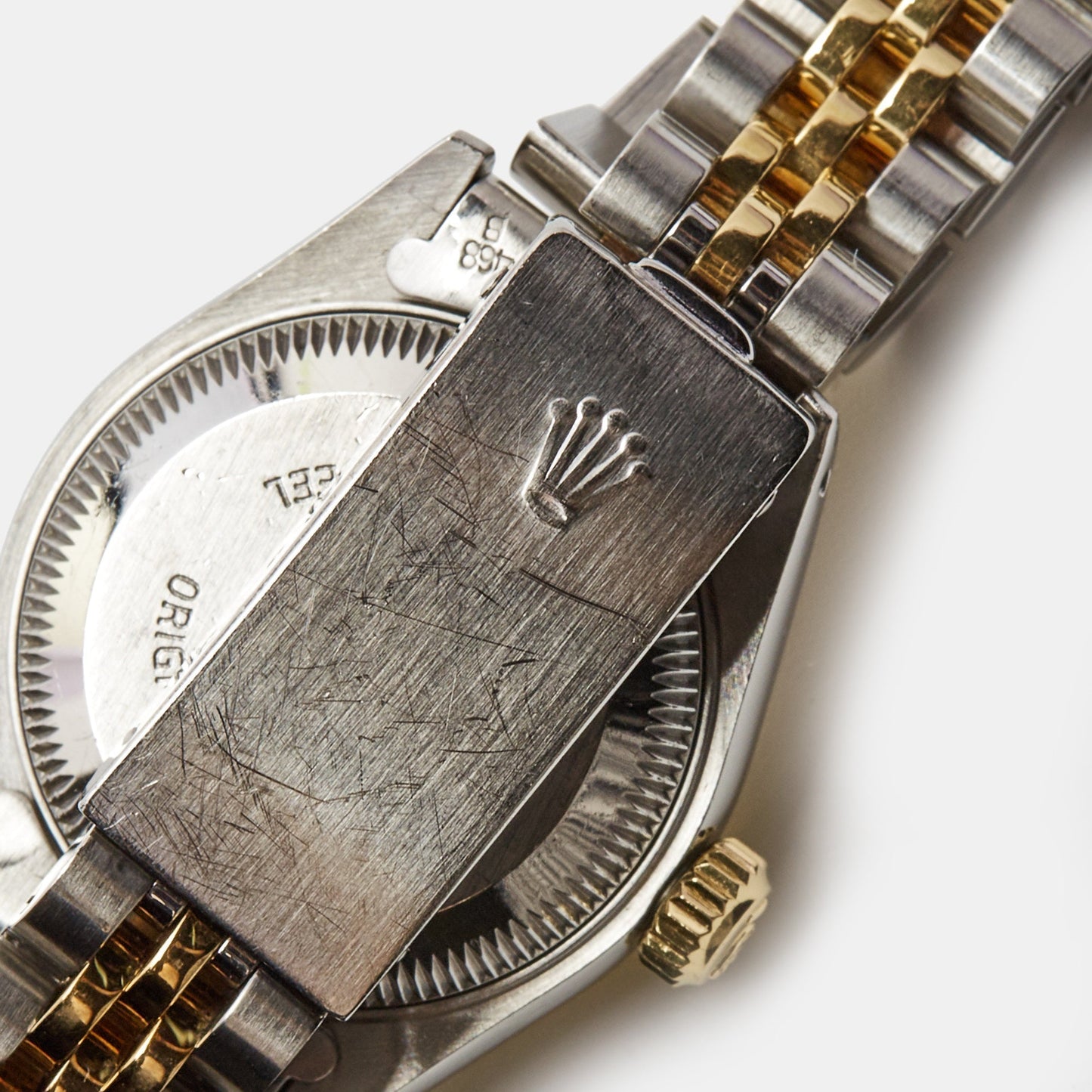 ROLEX Champagne 18k Yellow Gold Stainless Steel Datejust 69173 Women's Wristwatch 26 mm