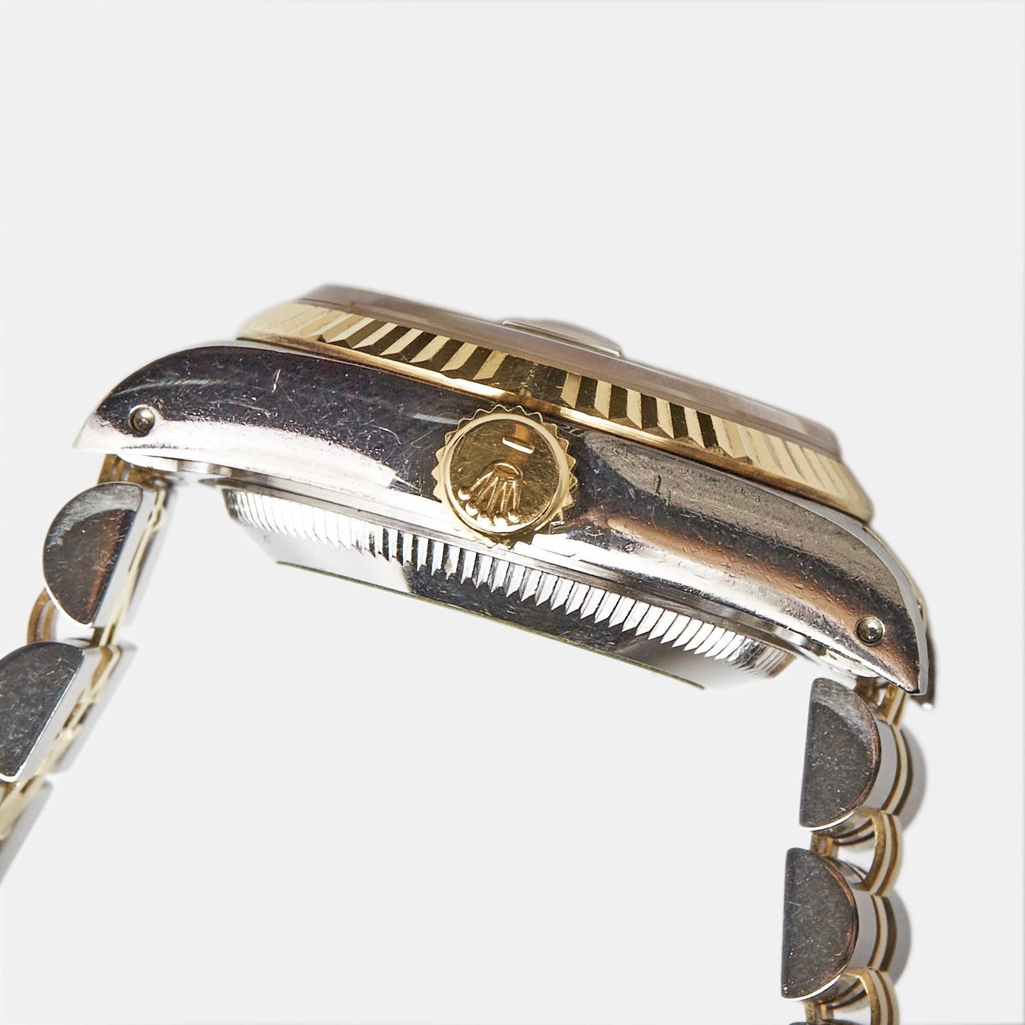 ROLEX Champagne 18k Yellow Gold Stainless Steel Datejust 69173 Women's Wristwatch 26 mm