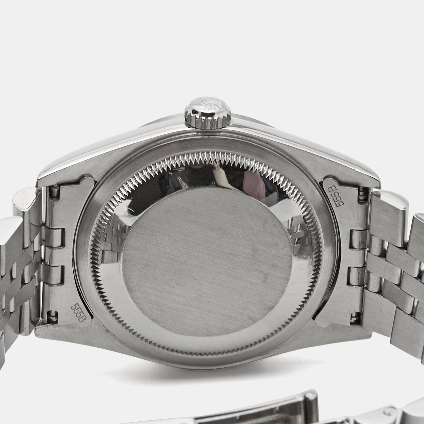 ROLEX Black 18K White Gold Stainless Steel Diamond Datejust 16234 Unisex Wristwatch 36 mm
