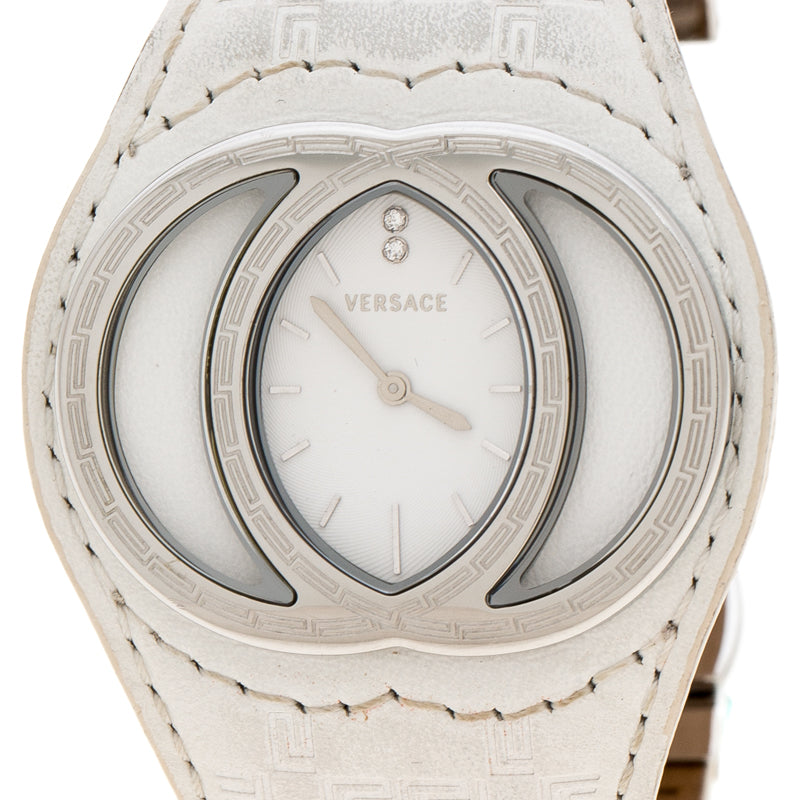 Versace White Stainless Steel Eclissi 74Q Women's Wristwatch 39 mm