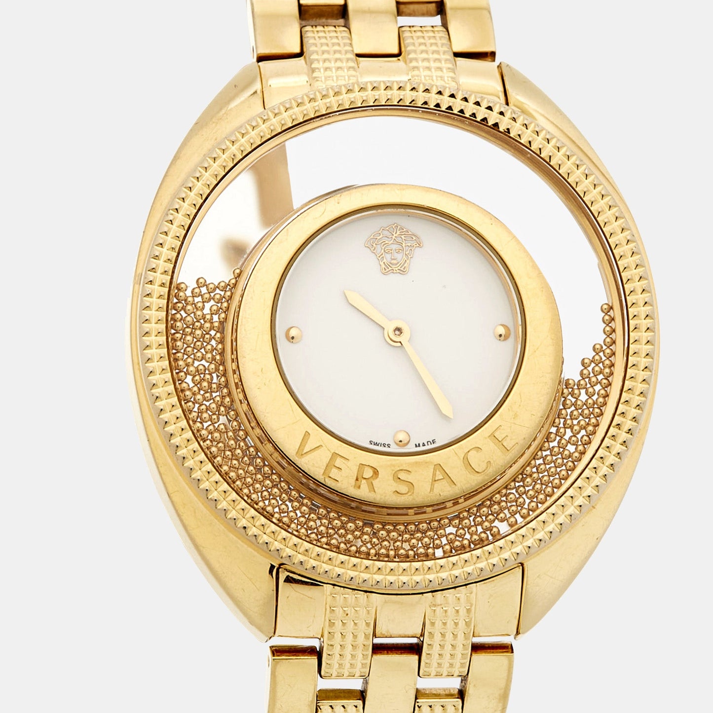 VERSACE White Yellow Gold Plated Stainless Steel Destiny Spirit 86Q70D002S070 Women's Wristwatch 39 mm