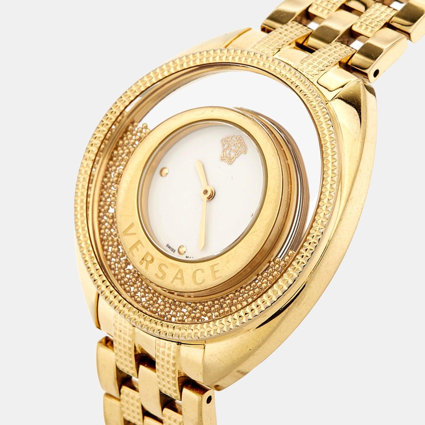 VERSACE White Yellow Gold Plated Stainless Steel Destiny Spirit 86Q70D002S070 Women's Wristwatch 39 mm
