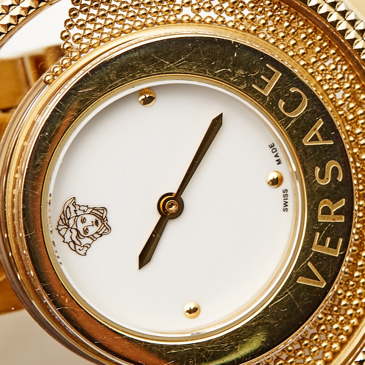 VERSACE White Yellow Gold Plated Stainless Steel Destiny Spirit 86Q70D002S070 Women's Wristwatch 39 mm