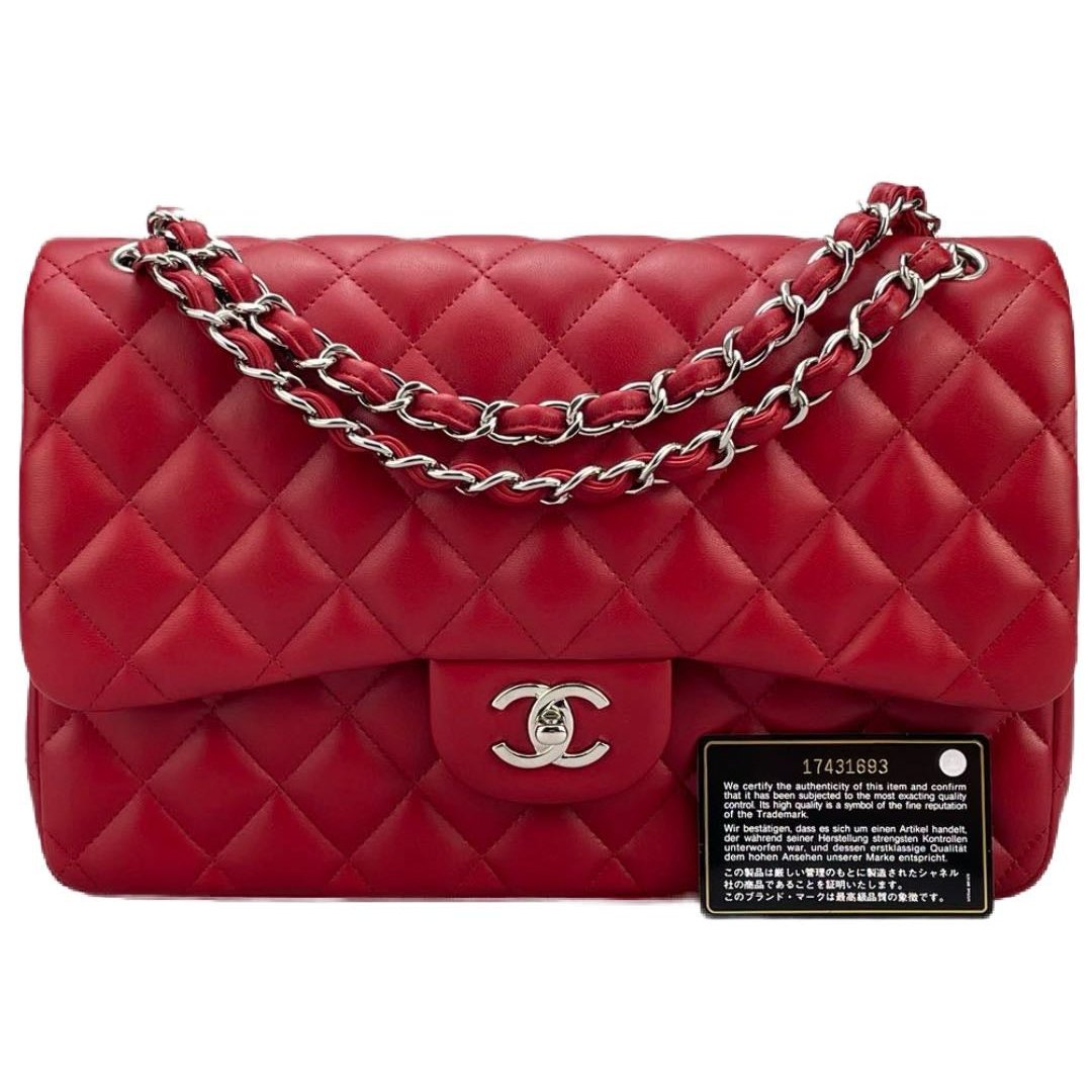 GLM-Red Timeless Classic jumbo Bag in Lambskin silber Hardware