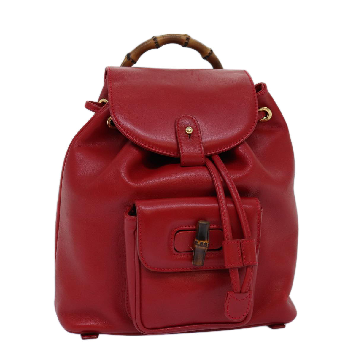 GUCCI Bamboo Backpack Leather Red 003 2852 0030 0 mr165