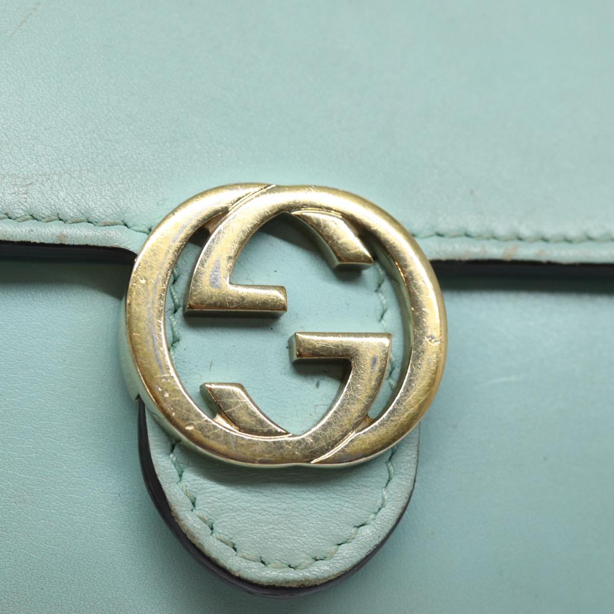 GUCCI Shoulder Wallet Leather Light Blue 369664 mr248