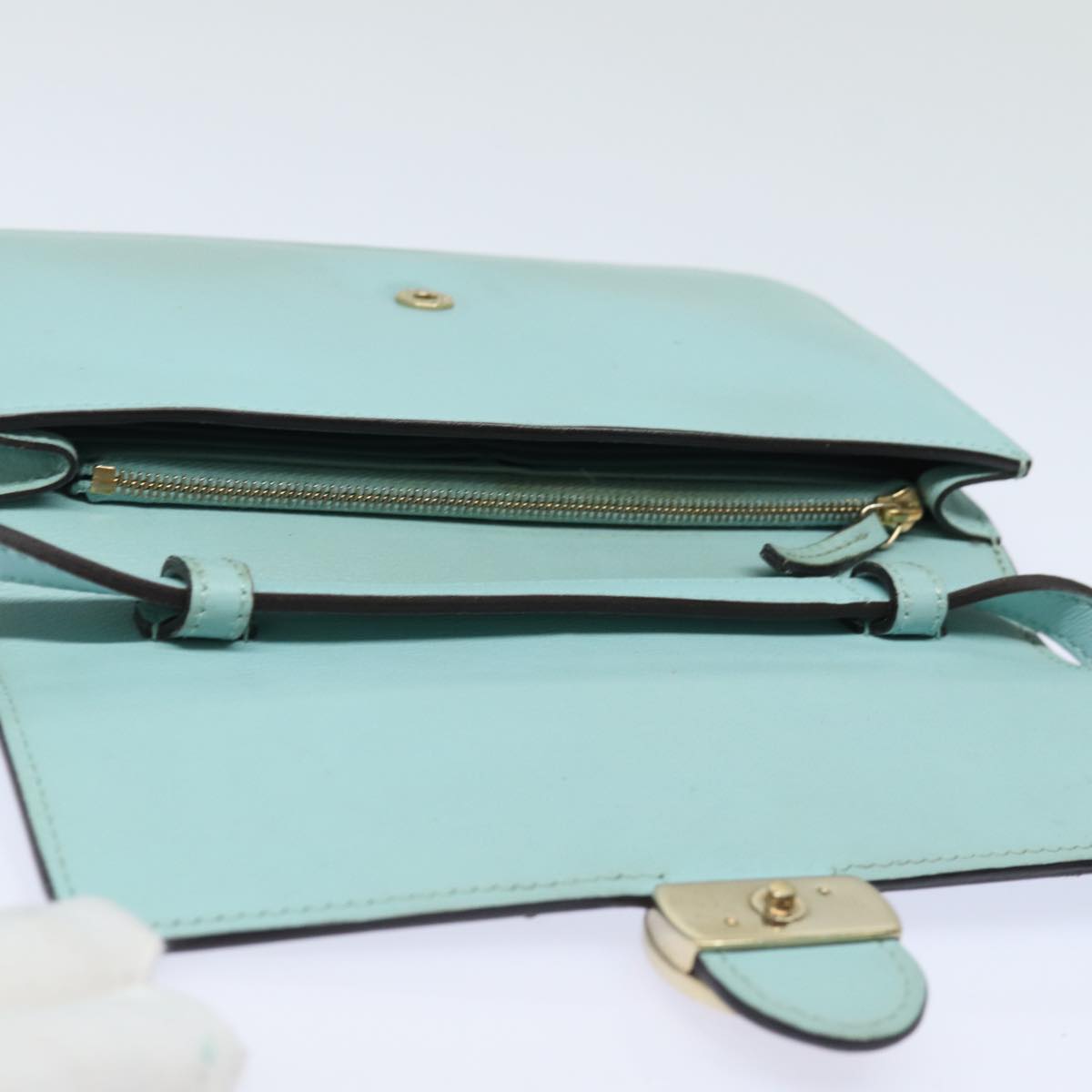 GUCCI Shoulder Wallet Leather Light Blue 369664 mr248