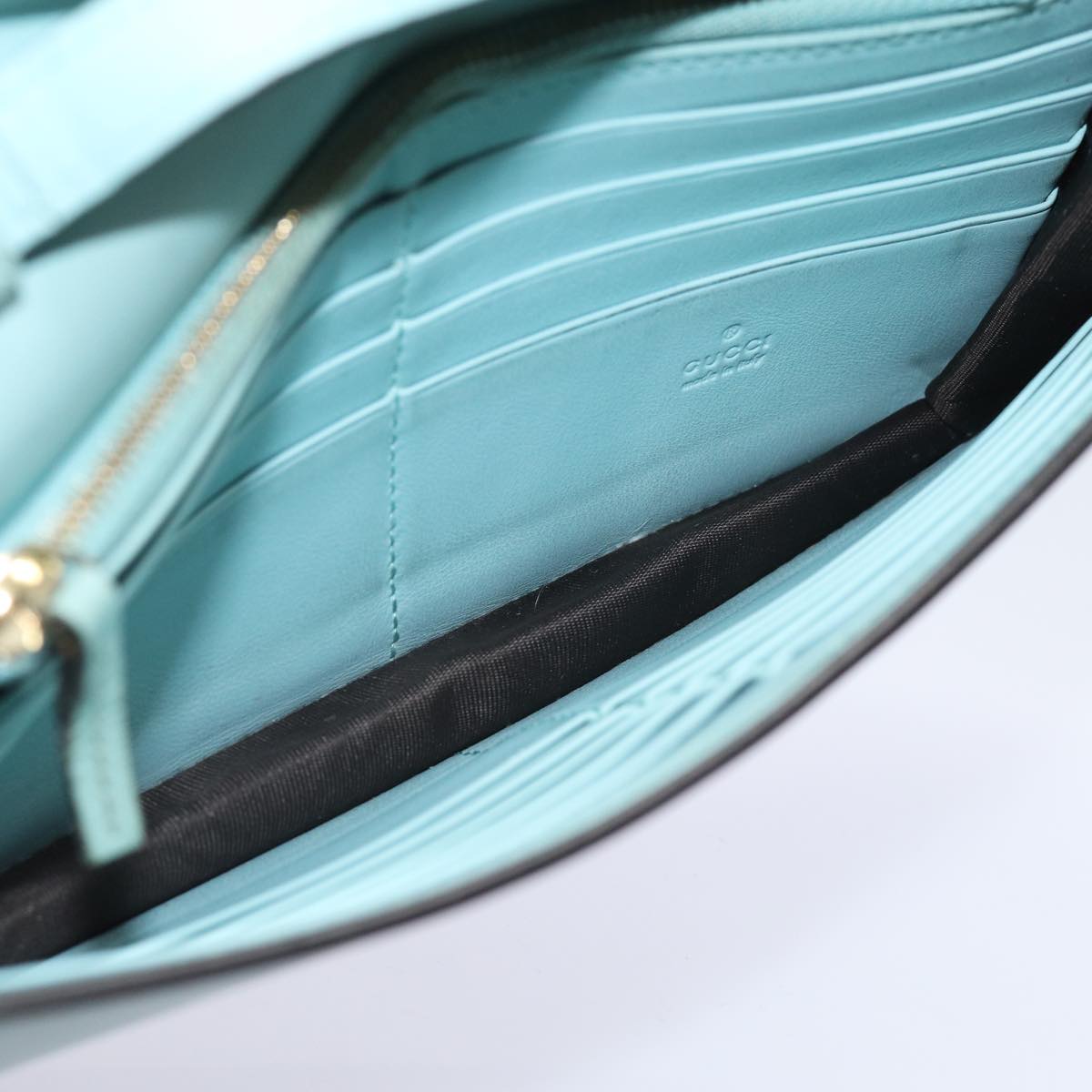 GUCCI Shoulder Wallet Leather Light Blue 369664 mr248