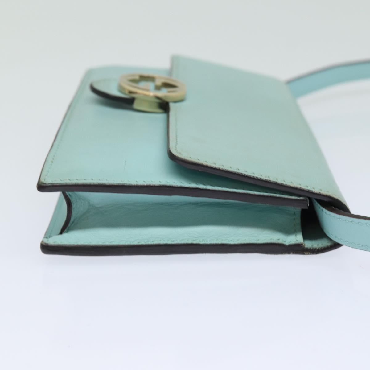 GUCCI Shoulder Wallet Leather Light Blue 369664 mr248