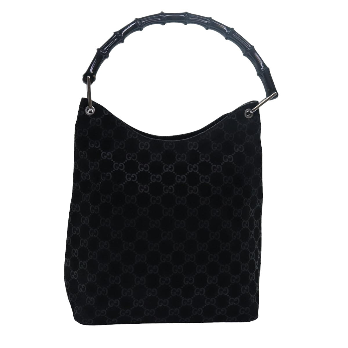 GUCCI Bamboo GG Canvas Shoulder Bag Black mr291