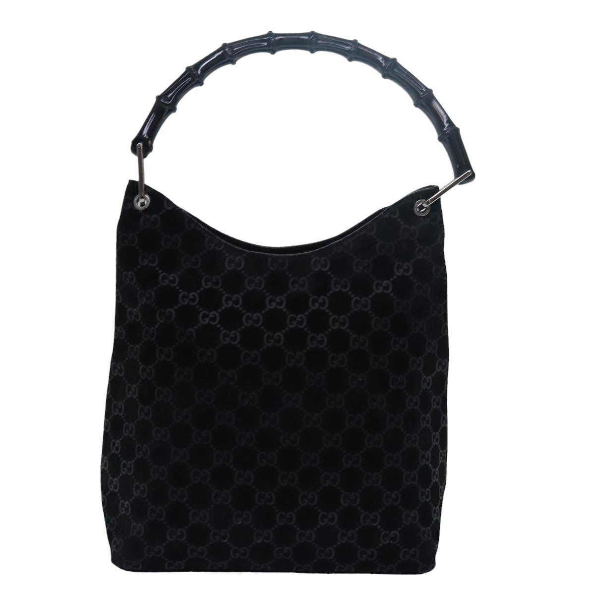 GUCCI Bamboo GG Canvas Shoulder Bag Black mr291