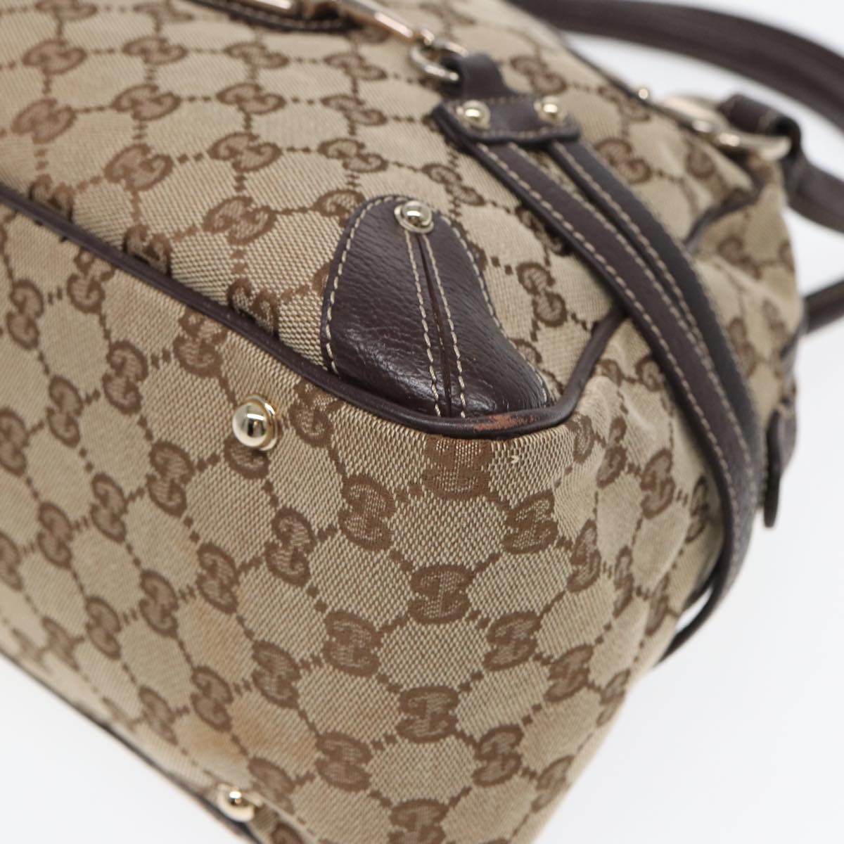 GUCCI Horsebit GG Canvas Boston Bag Beige 159398 mr355