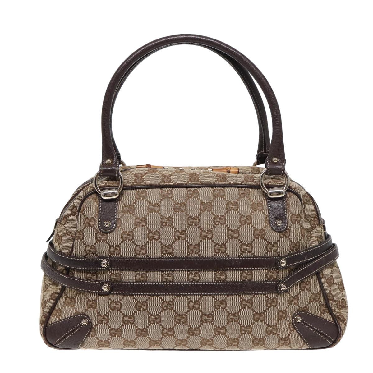 GUCCI Horsebit GG Canvas Boston Bag Beige 159398 mr355