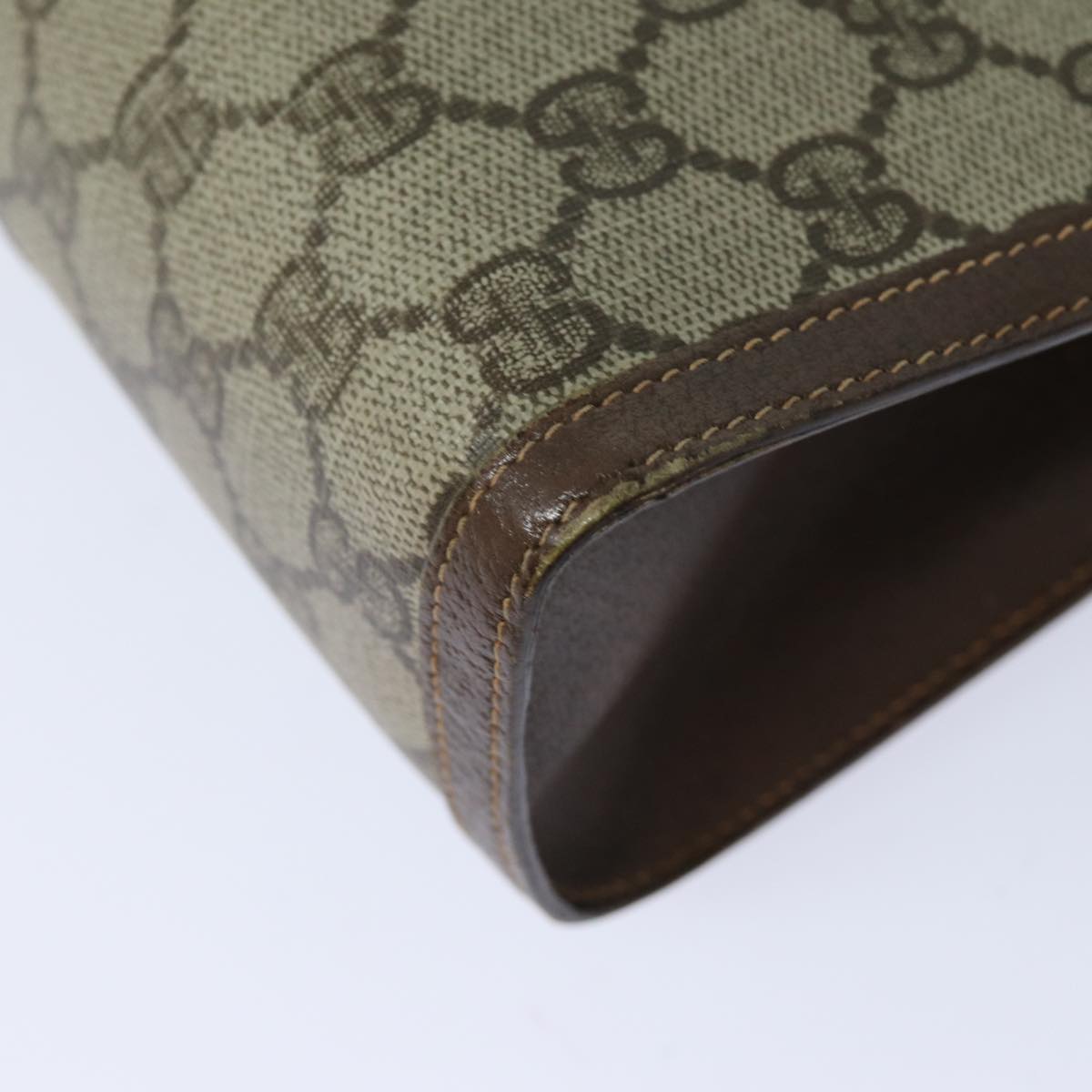 GUCCI GG Supreme Web Sherry Line Clutch Bag PVC Beige Red 156 01 033 mr361