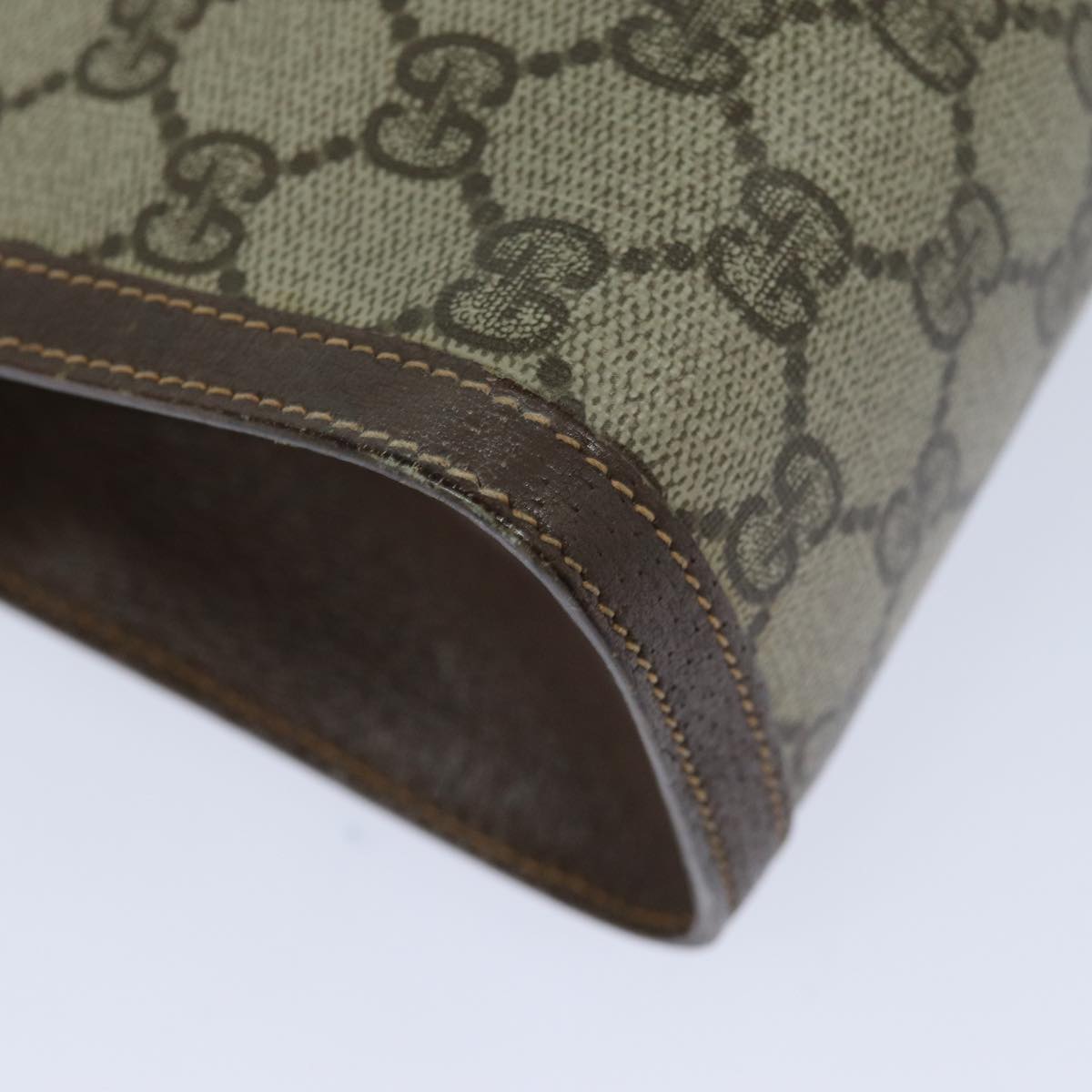 GUCCI GG Supreme Web Sherry Line Clutch Bag PVC Beige Red 156 01 033 mr361
