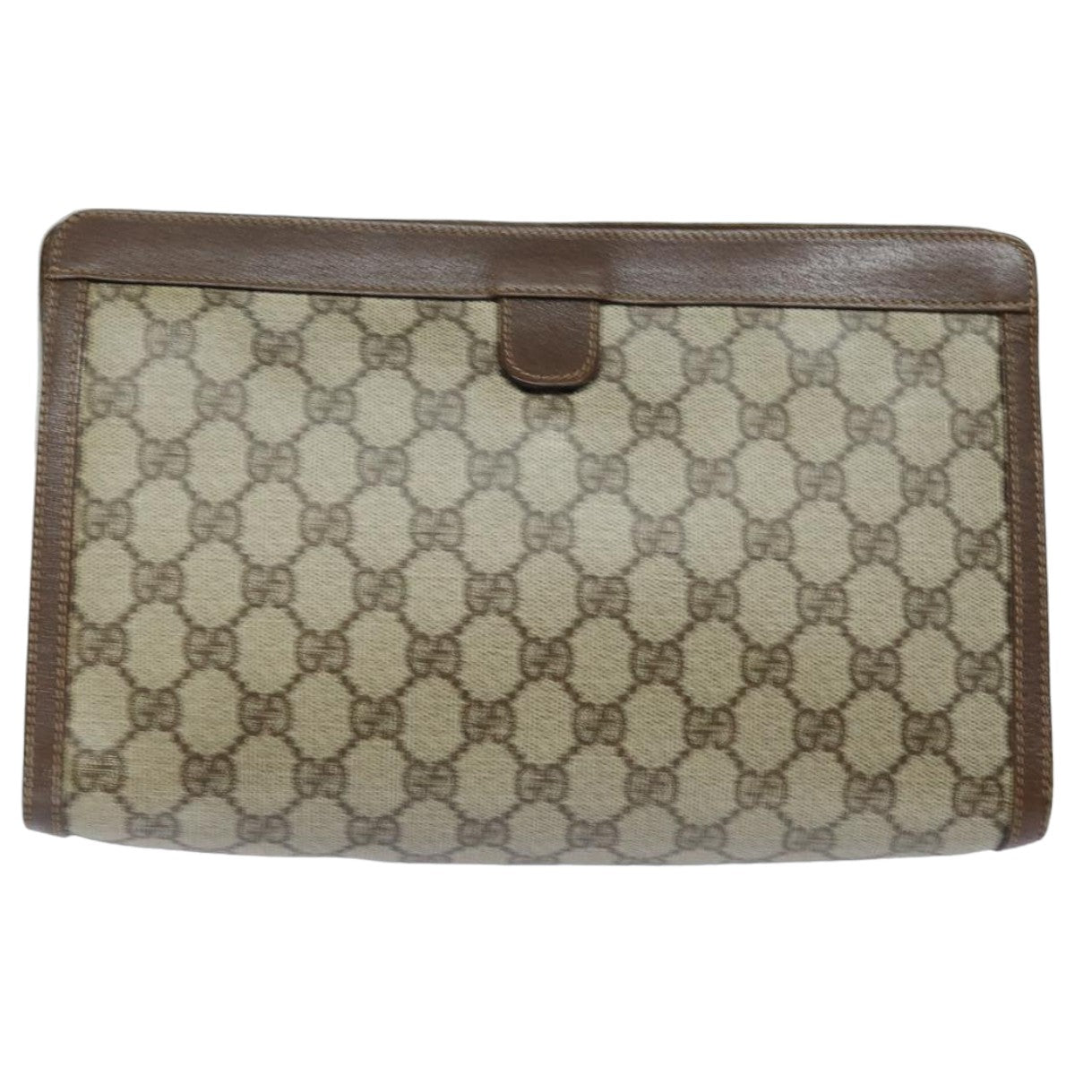 GUCCI GG Supreme Web Sherry Line Clutch Bag PVC Beige Red 156 01 033 mr361