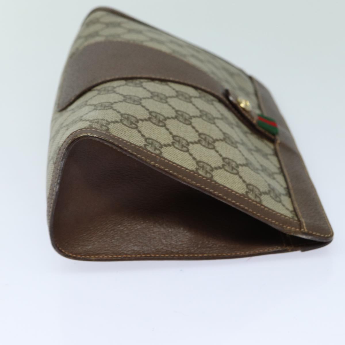 GUCCI GG Supreme Web Sherry Line Clutch Bag PVC Beige Red 156 01 033 mr361