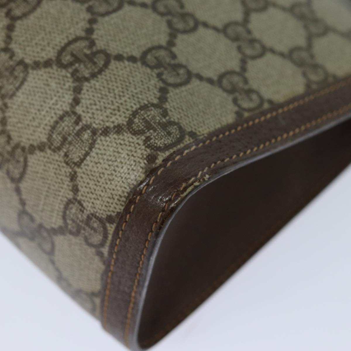 GUCCI GG Supreme Web Sherry Line Clutch Bag PVC Beige Red 156 01 033 mr361
