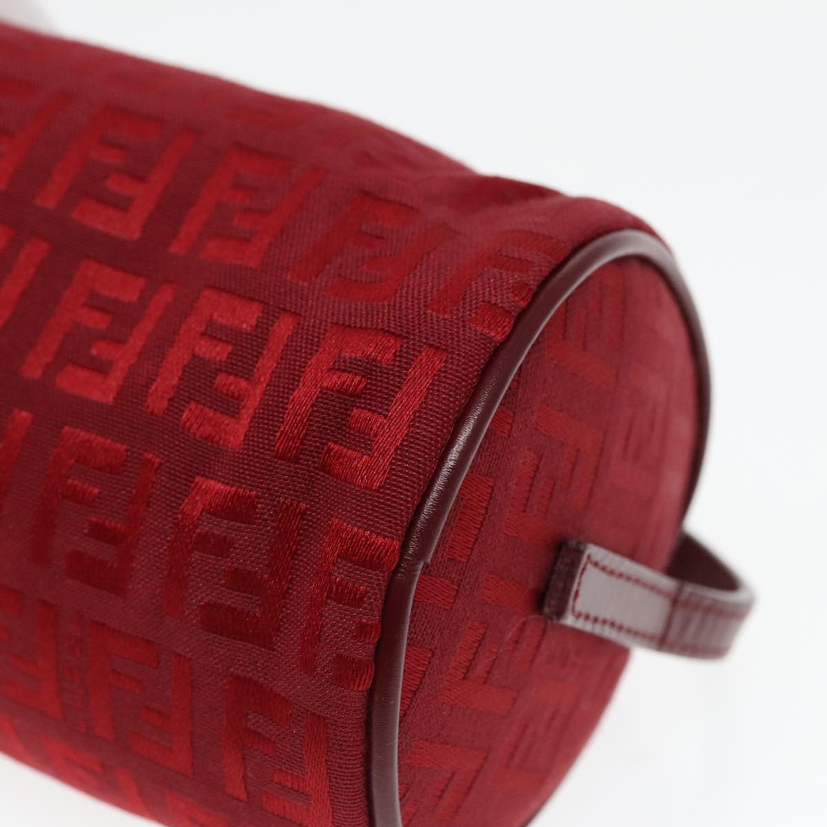 FENDI Zucchino Canvas Pouch Red Silver mr496