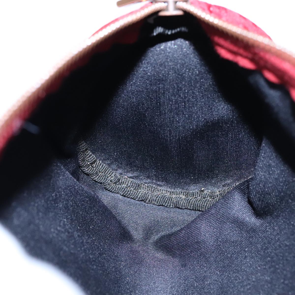 FENDI Zucchino Canvas Pouch Red Silver mr496