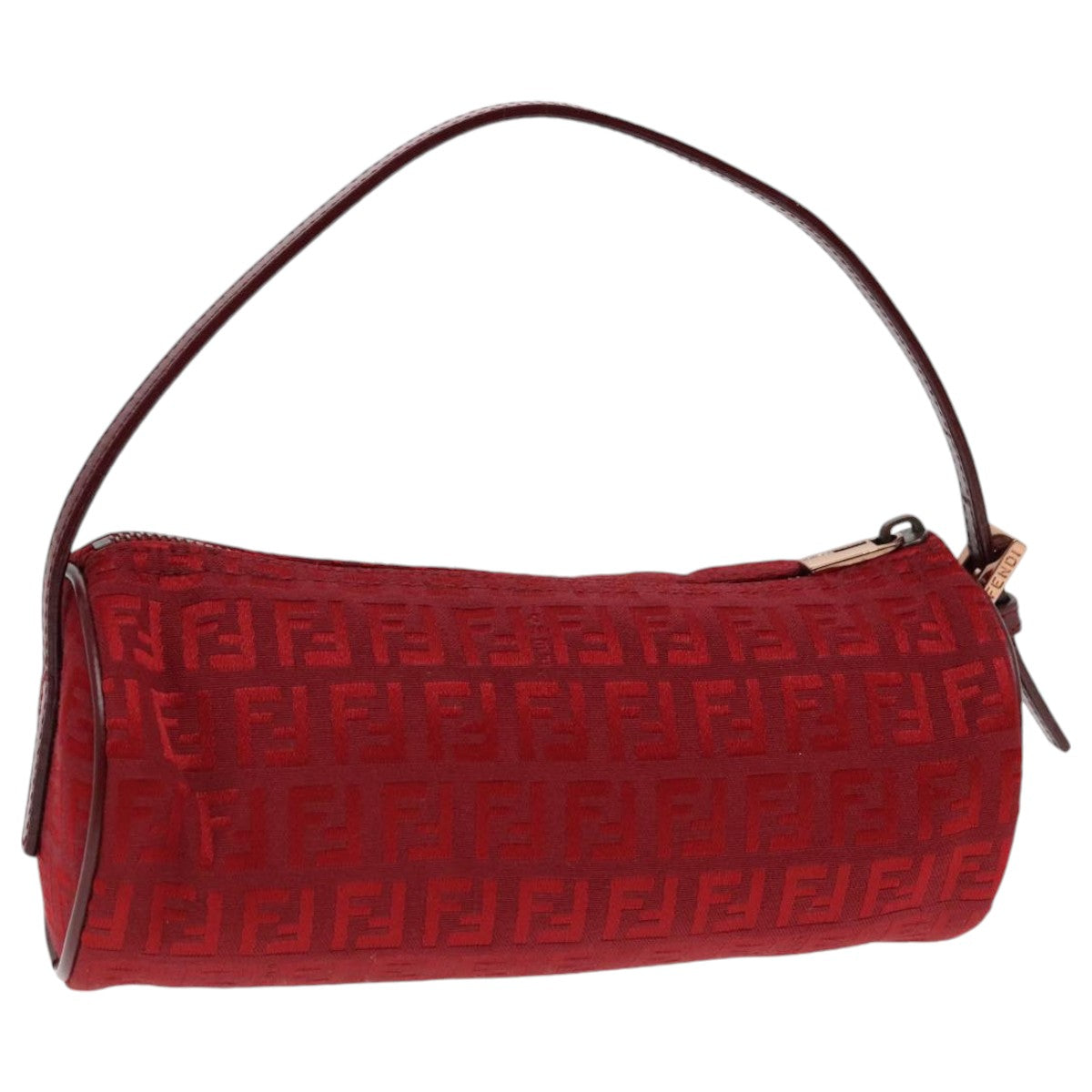 FENDI Zucchino Canvas Pouch Red Silver mr496