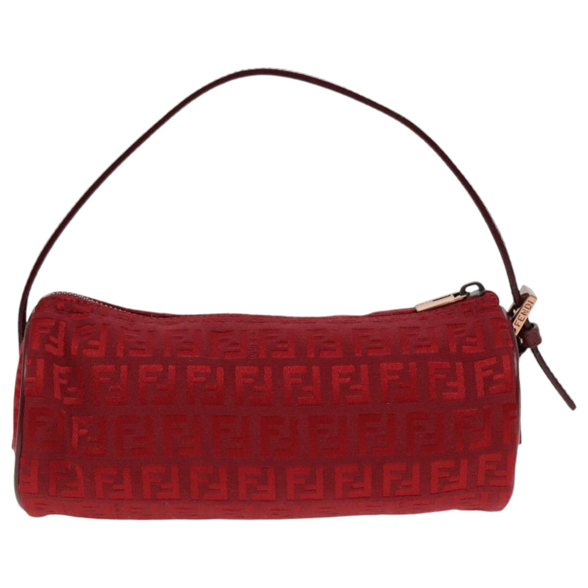 FENDI Zucchino Canvas Pouch Red Silver mr496