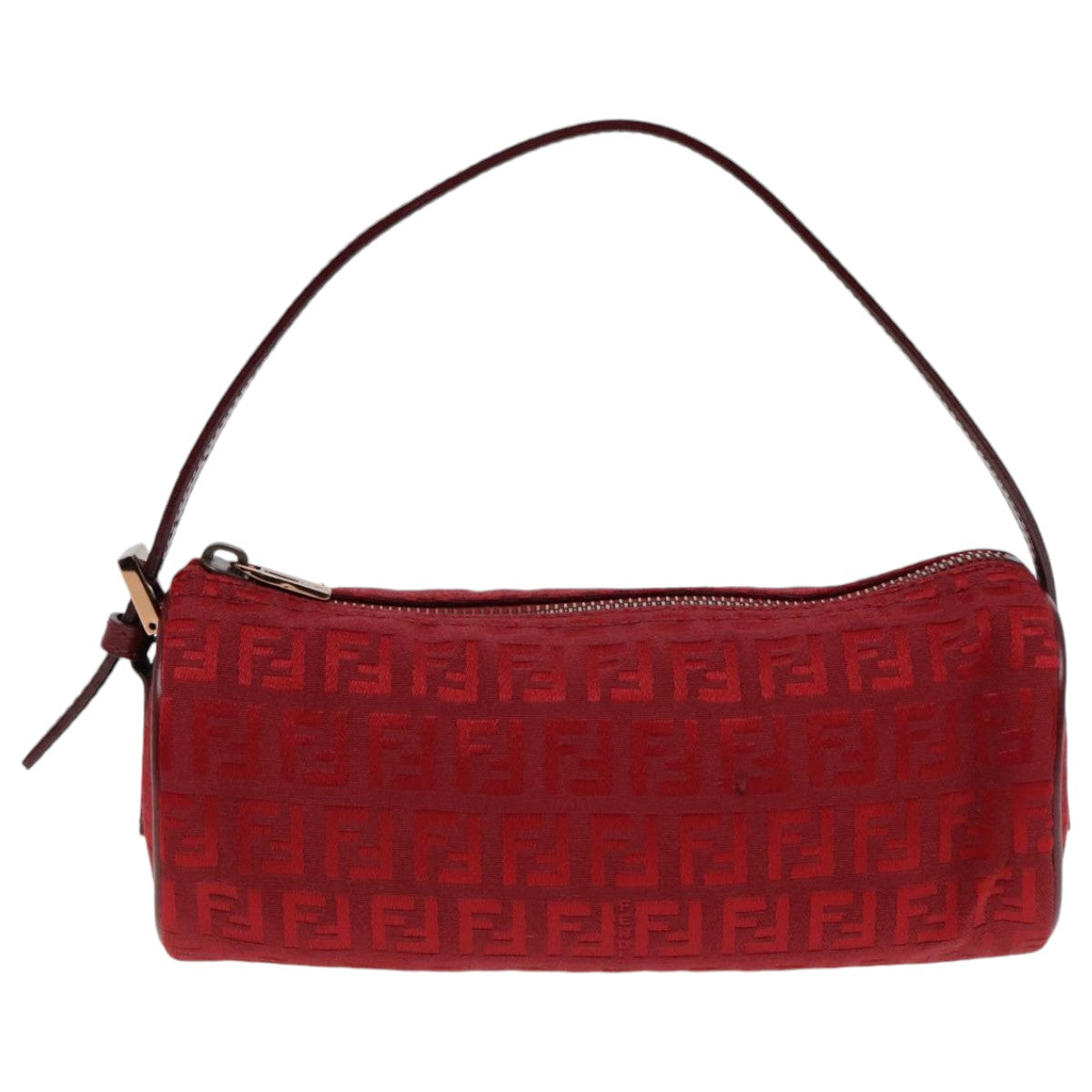 FENDI Zucchino Canvas Pouch Red Silver mr496