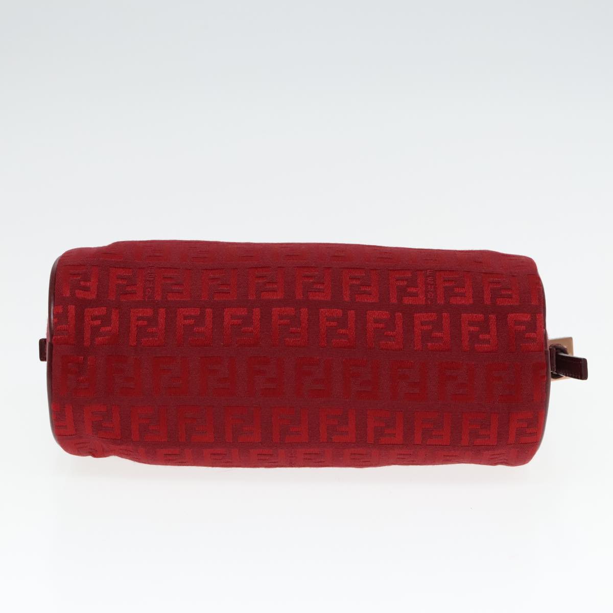 FENDI Zucchino Canvas Pouch Red Silver mr496