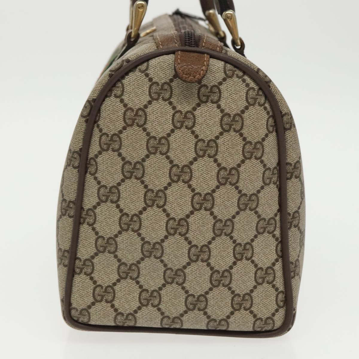 GUCCI GG Supreme Web Sherry Line Boston Bag PVC Beige Red Green mr632