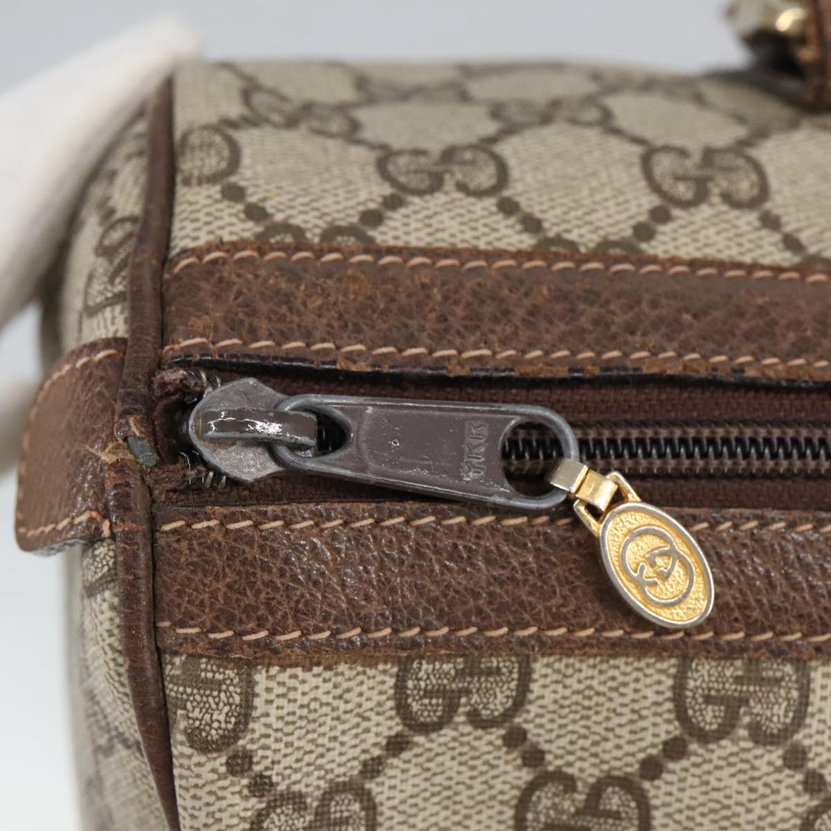 GUCCI GG Supreme Web Sherry Line Boston Bag PVC Beige Red Green mr633