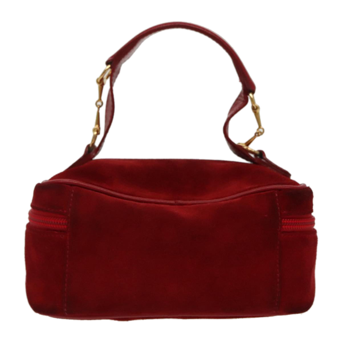 GUCCI Vanity Pouch Suede Red Gold mr635