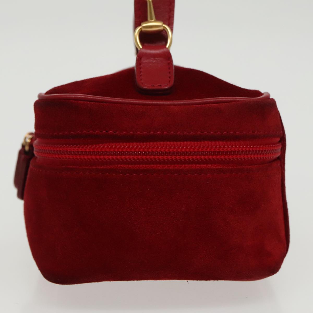 GUCCI Vanity Pouch Suede Red Gold mr635