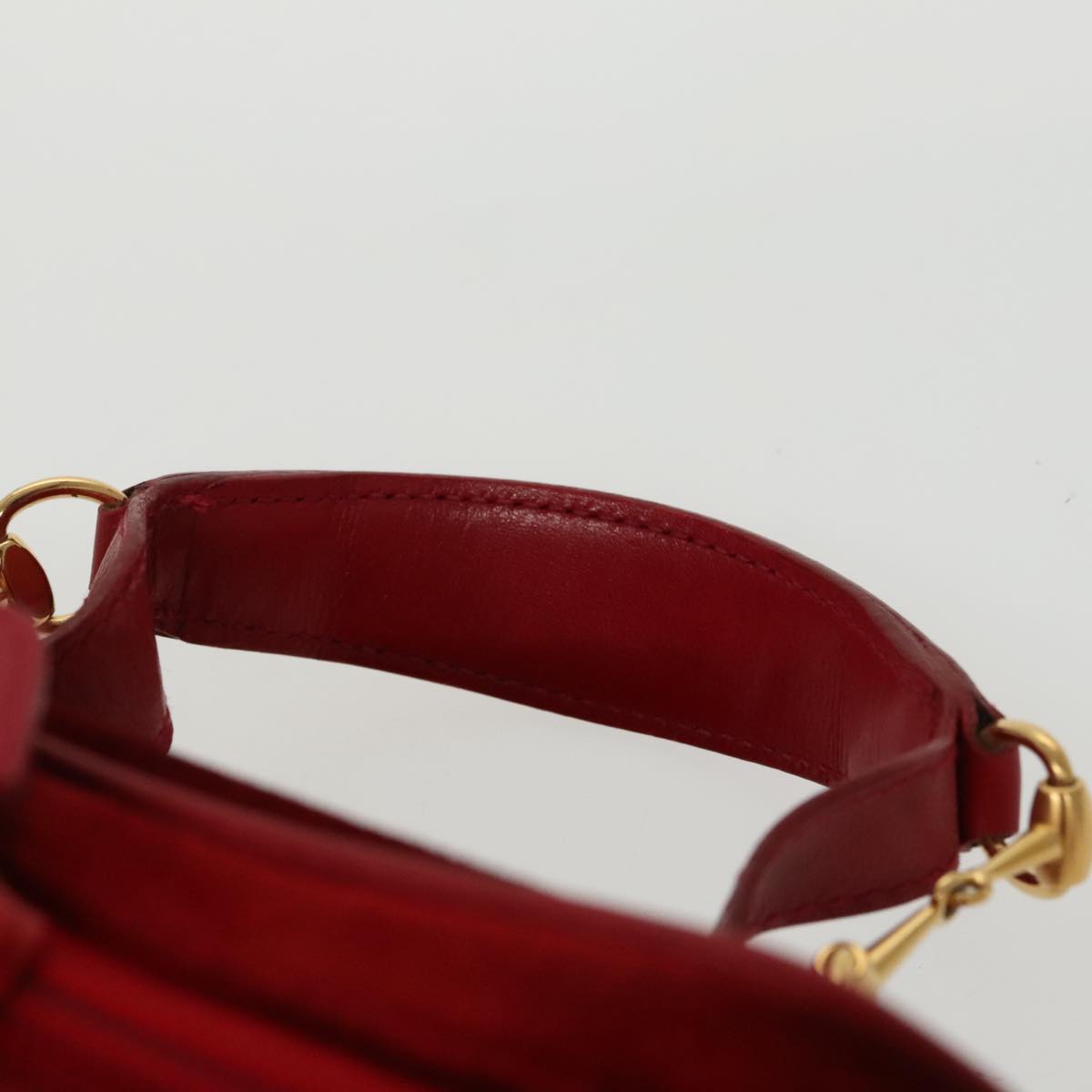 GUCCI Vanity Pouch Suede Red Gold mr635