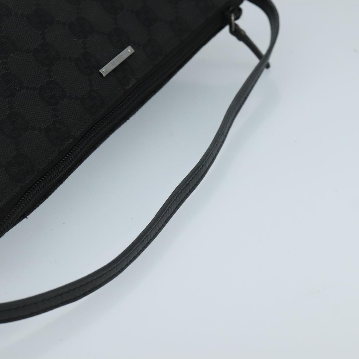 GUCCI GG Canvas Accessory Pouch Black Silver 07198 mr638