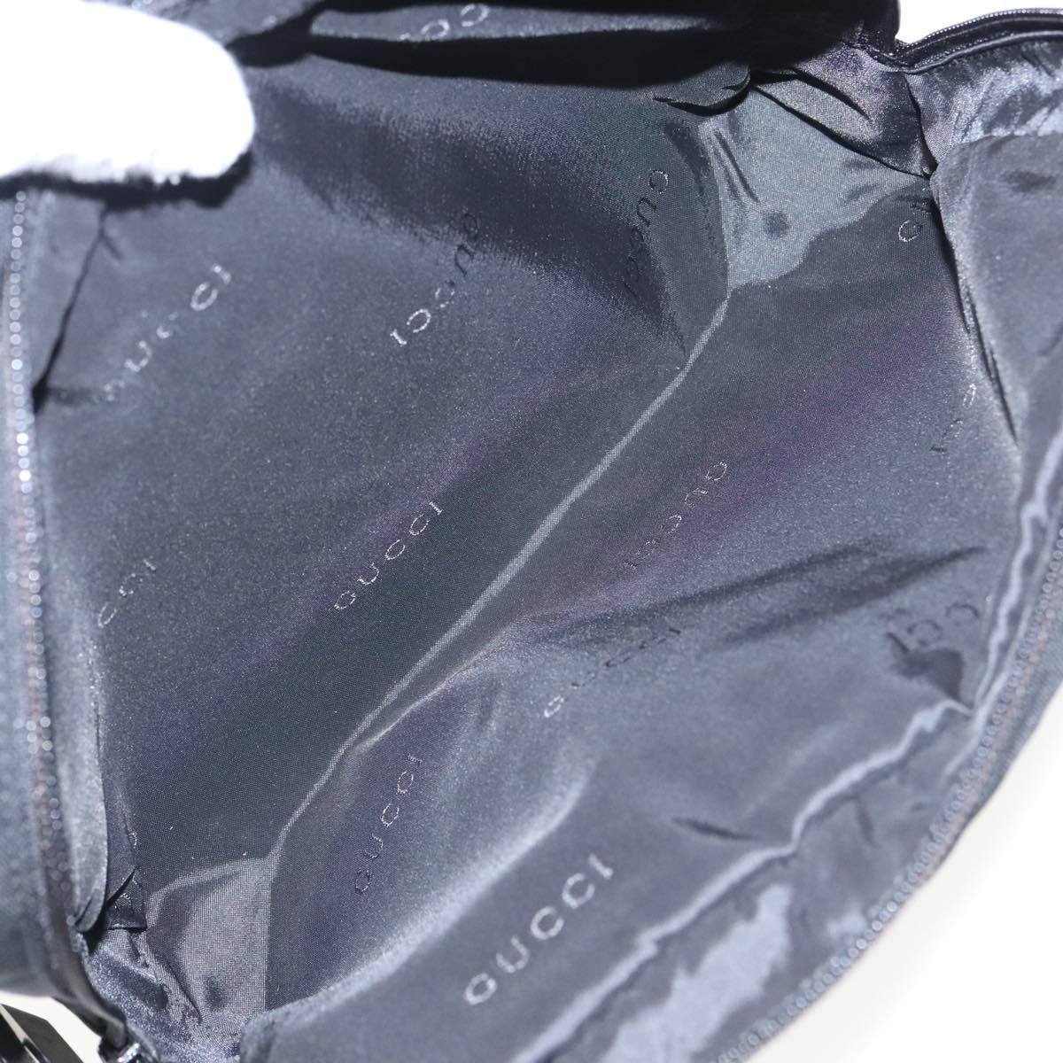 GUCCI Clutch Bag Nylon Black Silver mr639
