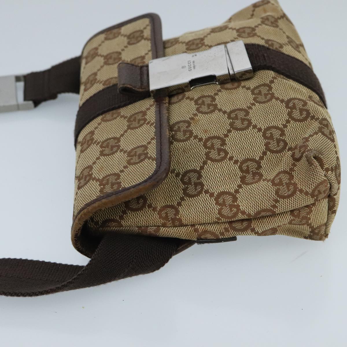 GUCCI GG Canvas Waist bag Beige Silver mr648
