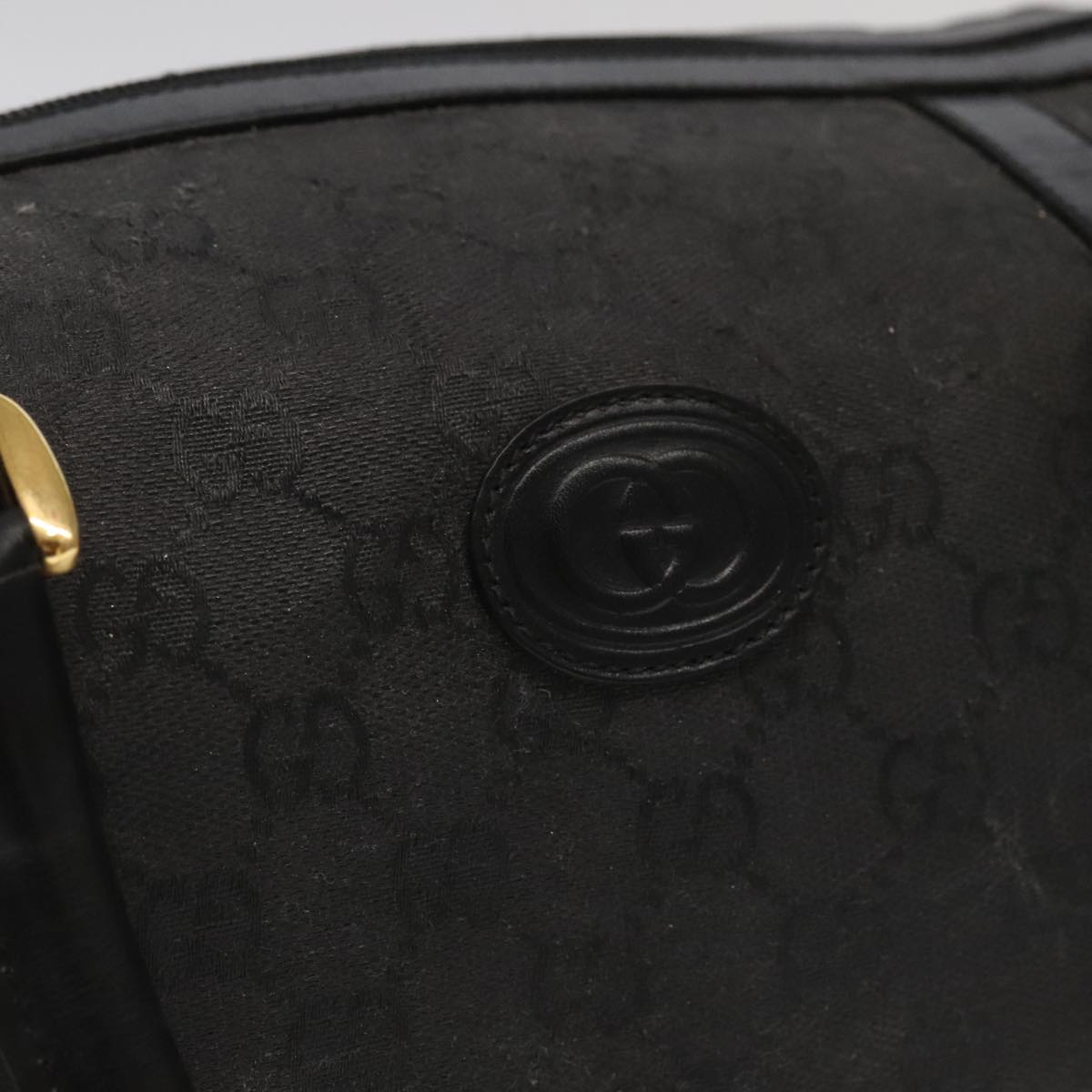 GUCCI GG Canvas Hand Bag Black Gold mr650