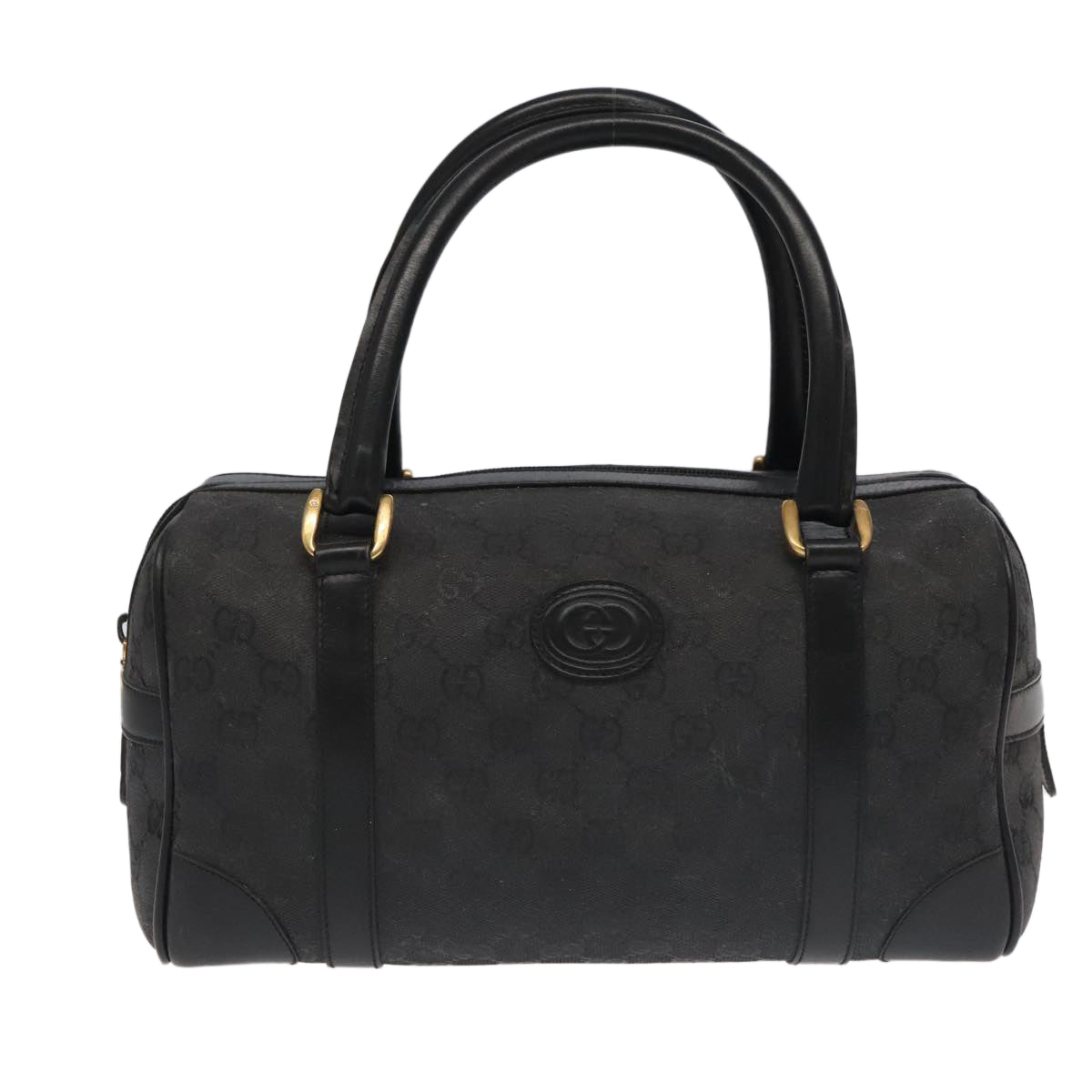 GUCCI GG Canvas Hand Bag Black Gold mr650