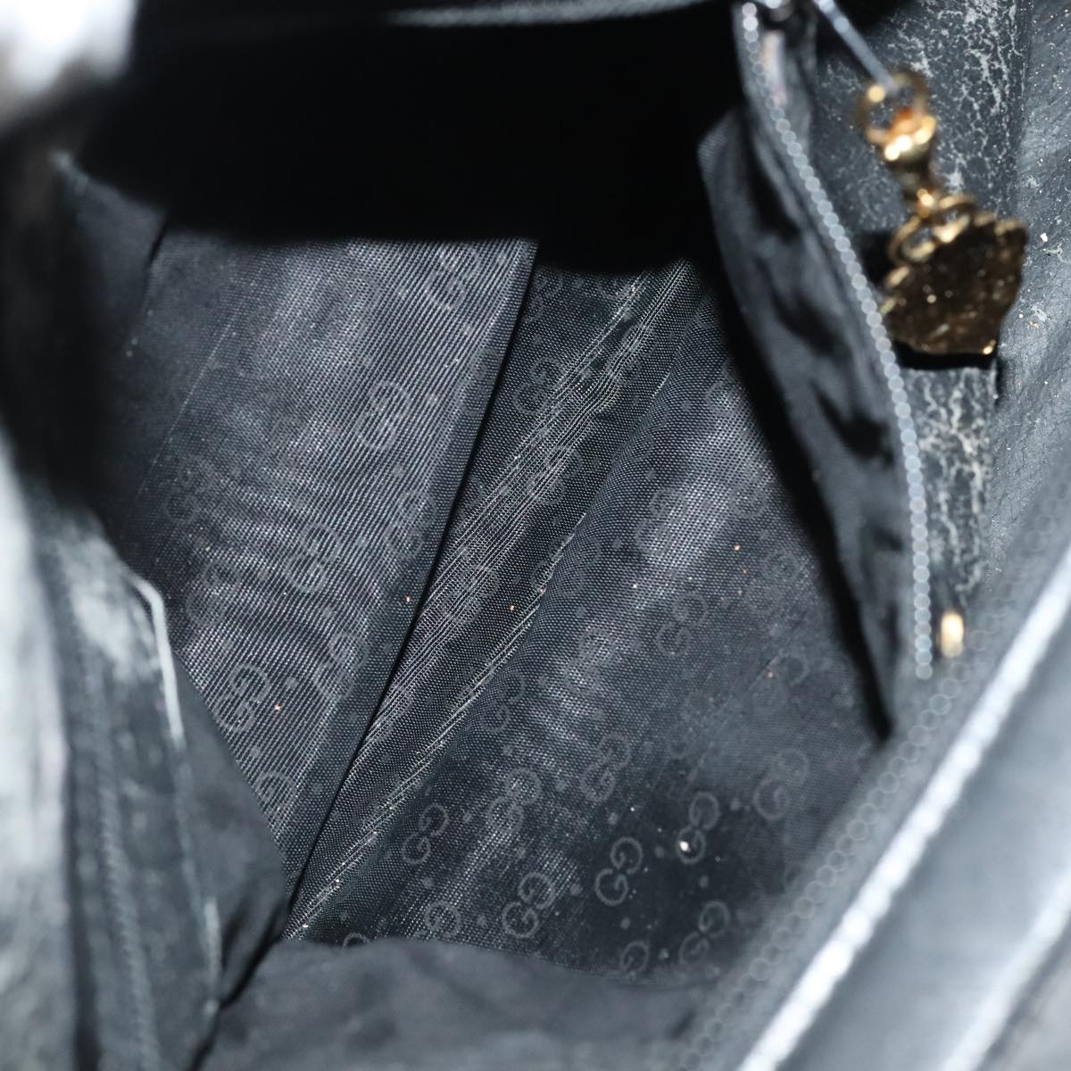 GUCCI GG Canvas Hand Bag Black Gold mr650