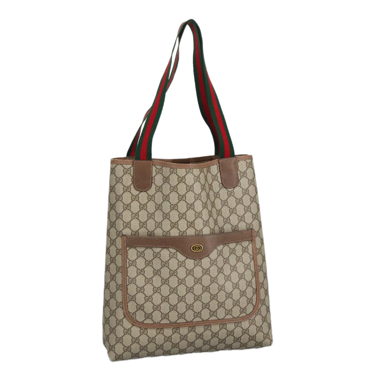 GUCCI GG Supreme Web Sherry Line Tote Bag PVC Beige Red 39 02 003 mr666