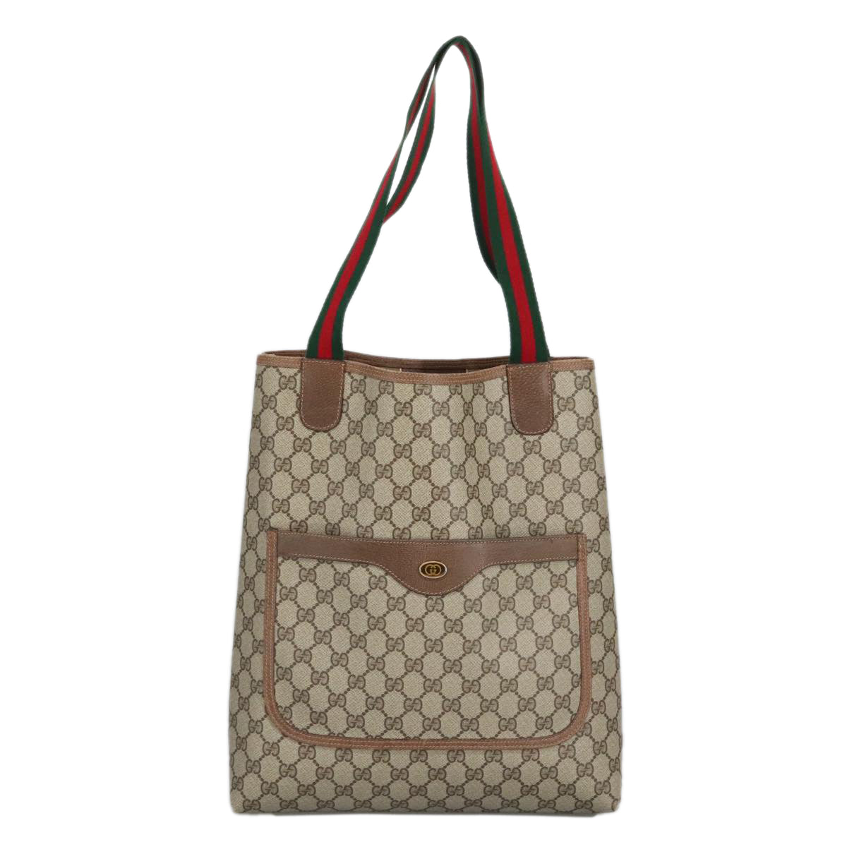 GUCCI GG Supreme Web Sherry Line Tote Bag PVC Beige Red 39 02 003 mr666