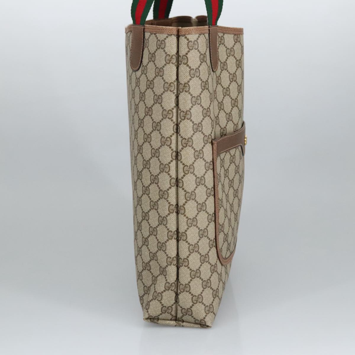 GUCCI GG Supreme Web Sherry Line Tote Bag PVC Beige Red 39 02 003 mr666
