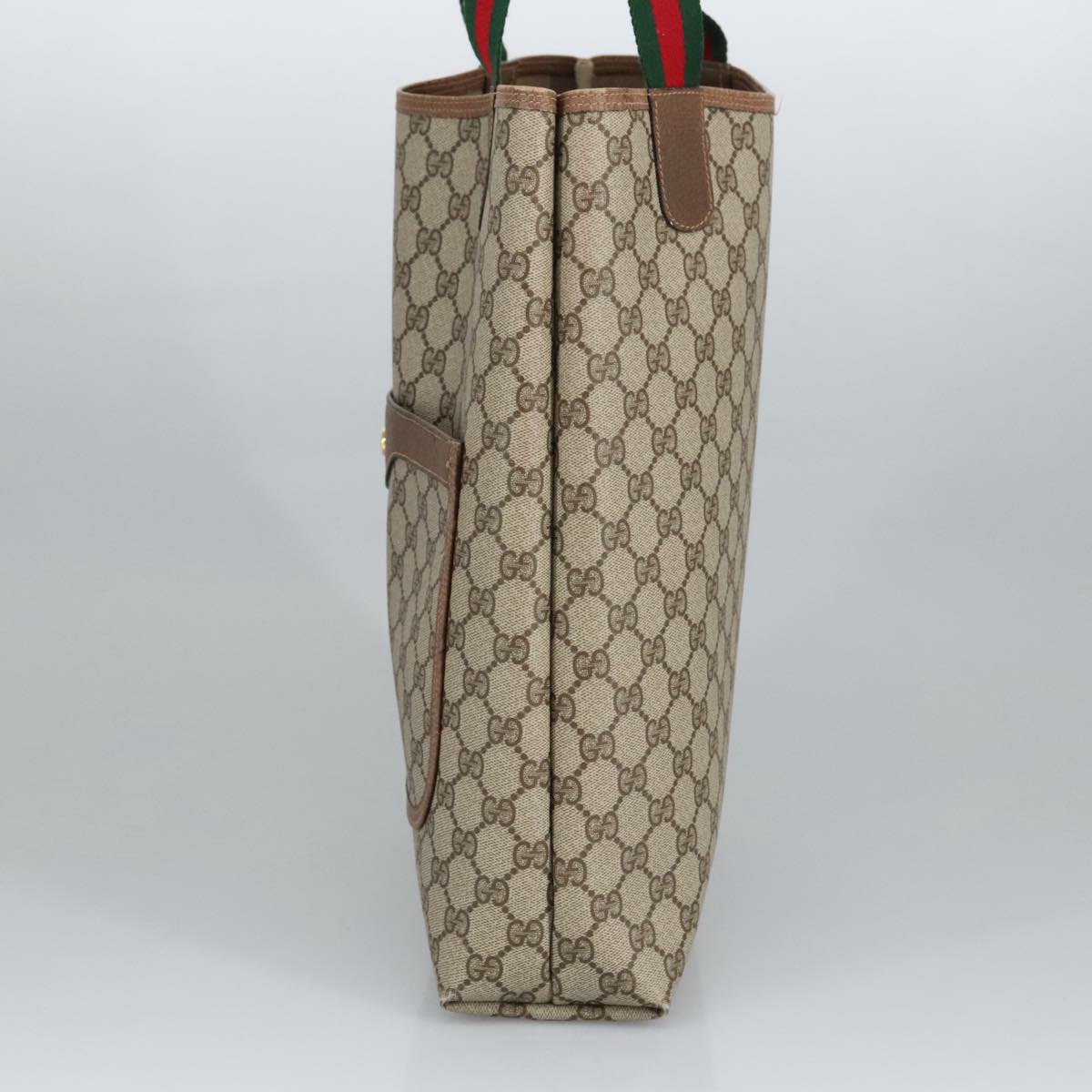GUCCI GG Supreme Web Sherry Line Tote Bag PVC Beige Red 39 02 003 mr666